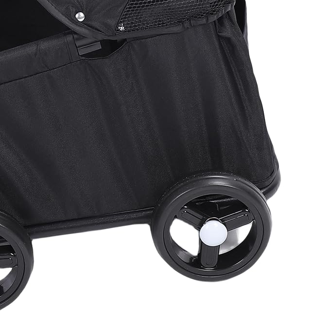 banapoy Foldable Pet Stroller with Canopy, 4 Wheels Pet Strolling Cart for Small Dogs Cats, Lightweight Easy Assembly, 1 Hand Fold, Outdoor Use (Black)
