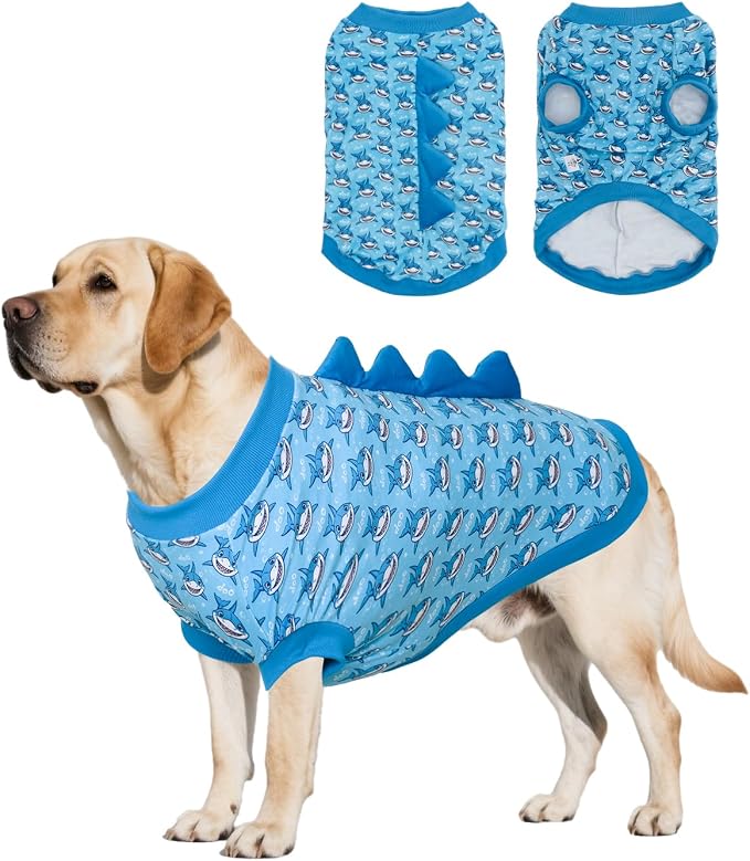 CuteBone Dinosaur Costume Dog Shirt, Stretchy Velvet T-Shirt Clothes for Large Dogs, Soft & Breathable Pet Tee Outfit Pitbull Apparel for Daily Wear, Cozy Pullover Design Big Dog Fashion COSBX04-3XL