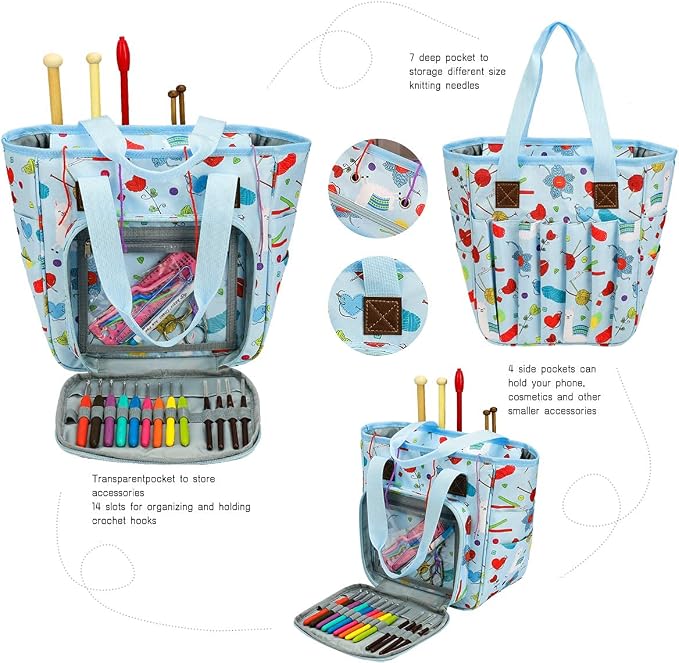crochet bag,knitting bagBackpack and Tote Bag Storage Bag ，Large capacityYarn Storage Organizer Travel Crochet Bag Women Carrying Crochet Accessories Knitting Needles Crochet