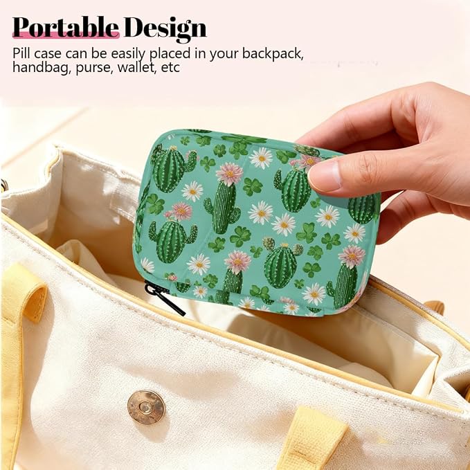Travel Pill Organizer Cactus Flower Small Pill Case
