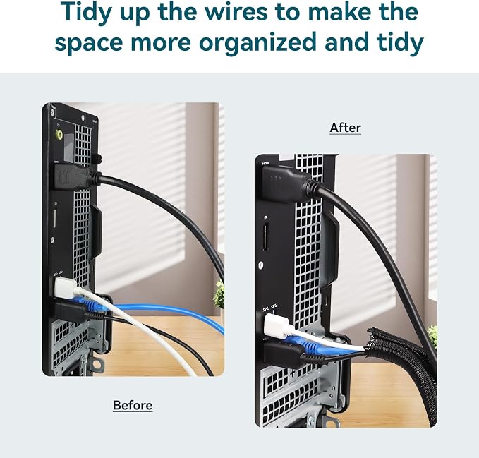 Wire Loom Tubing, 10ft Split Braided Cable Management Sleeve, Flexible Mesh Cord Protector Cable Sleeve for TV Computer (Black, 3/4")