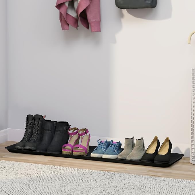 Matace 2 Pack Rubber Extra Large Shoe Tray for Entryway,Long Boot Tray,Slim Boot Mat for Indoor and Outdoor Use,16x55 in, Rectangular (Pack of 2)