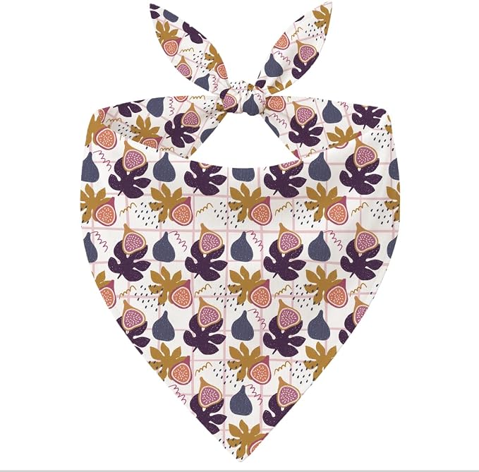 Fig Dog Bandana, Fruit Pattern Pet Triangle Scarf for Small Medium Dogs, Cute Puppy Bandana for Daily Wear Walks Picnic Birthday Party Family Photos