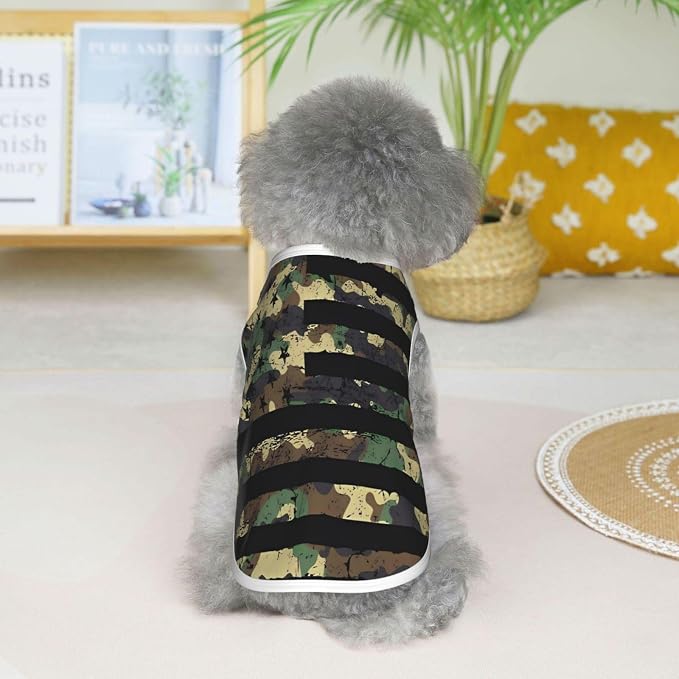 Camo American Flag Dog Shirts Sleeveless Puppy Cotton T-Shirts