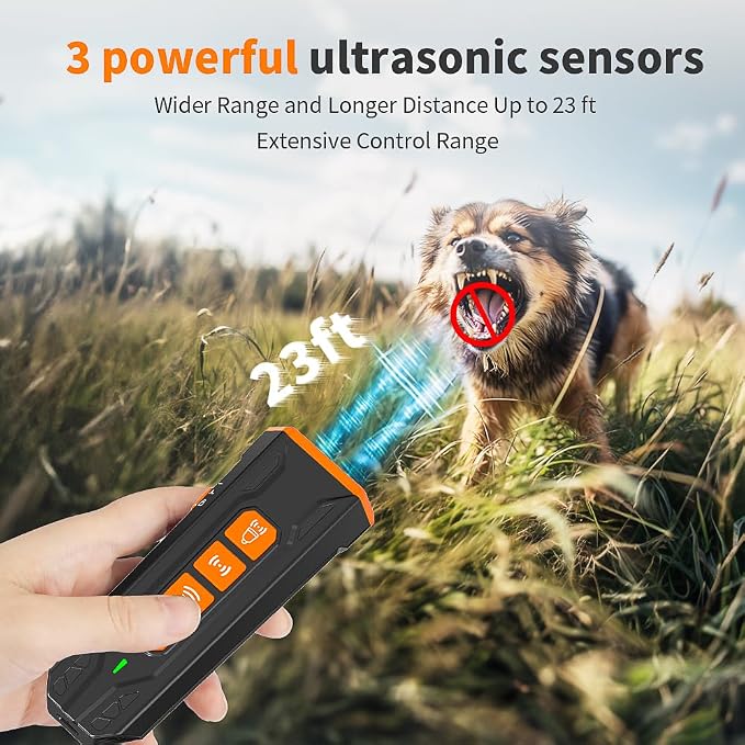Dog Bark Deterrent Device - Anti-Bark Devices for Dogs,Rechargeable Ultrasonic Dog Bark Deterrent 30Ft Effective Control Range,Safe for Human & Dogs Portable (Black)