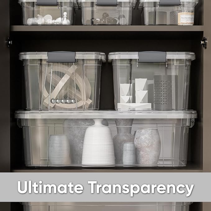 Superio 6.6 Quart Clear Plastic Storage Boxes with Lids, Stackable Organizer Containers, BPA-Free Storage Bins for Home, Office, School & Dorm, 18 Pack