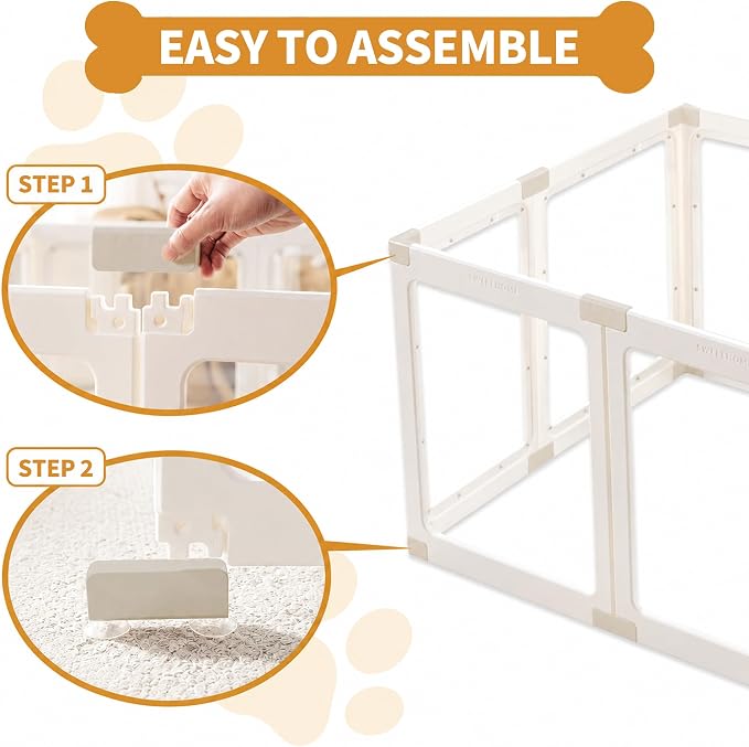 2PCS Panels Only for Zendova Acrylic Dog Playpen Indoor | DIY Kit Expansion for Puppy Playpens, Easy Assembly & Clean Design, Includes 24" 2 White Panels & 4 Khaki Buckles
