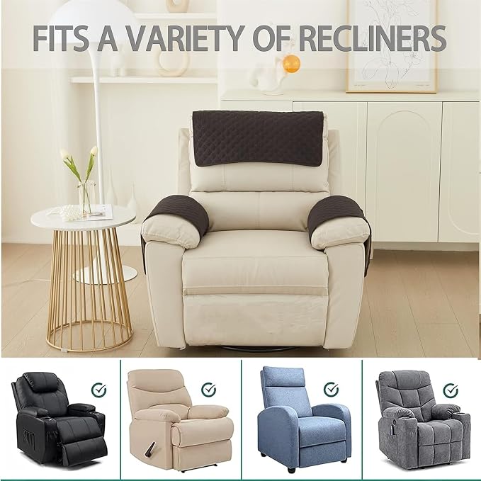 Armrest Covers Armchair Slipcover, Couch Arm Covers Recliner Covers with Storage Pockets Armrest Protector for Chair Sofa(Black,1 Seat | 3 Piece Set)