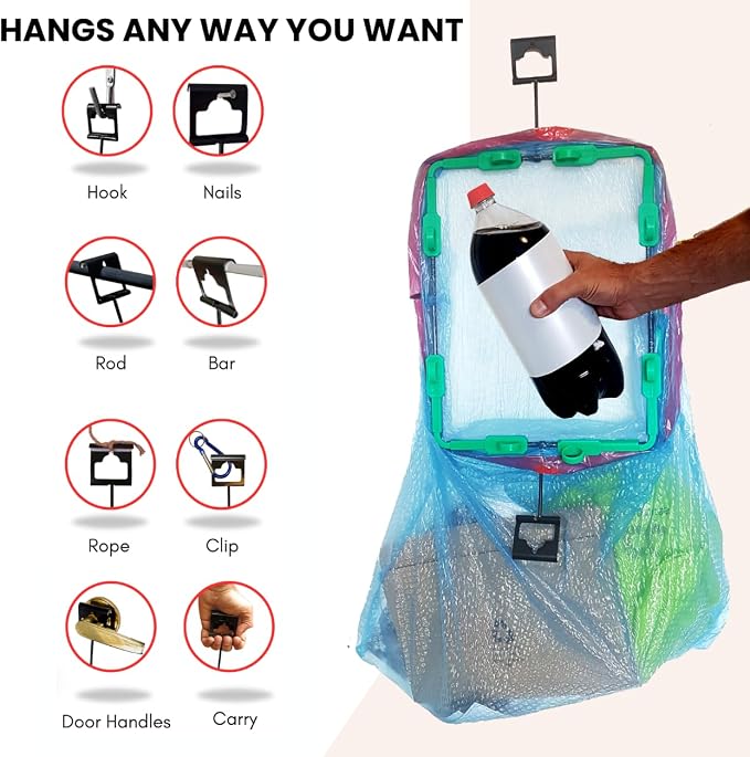 Collapsible Trash Bag Holder Stand 13-33 Gallon Garbage Bags Opener Portable Waste Bin & Storage Rack for Camping RV Outdoor Kitchen Picnic BBQ Party Can Laundry & Camper Heavy Duty Liner Hanger