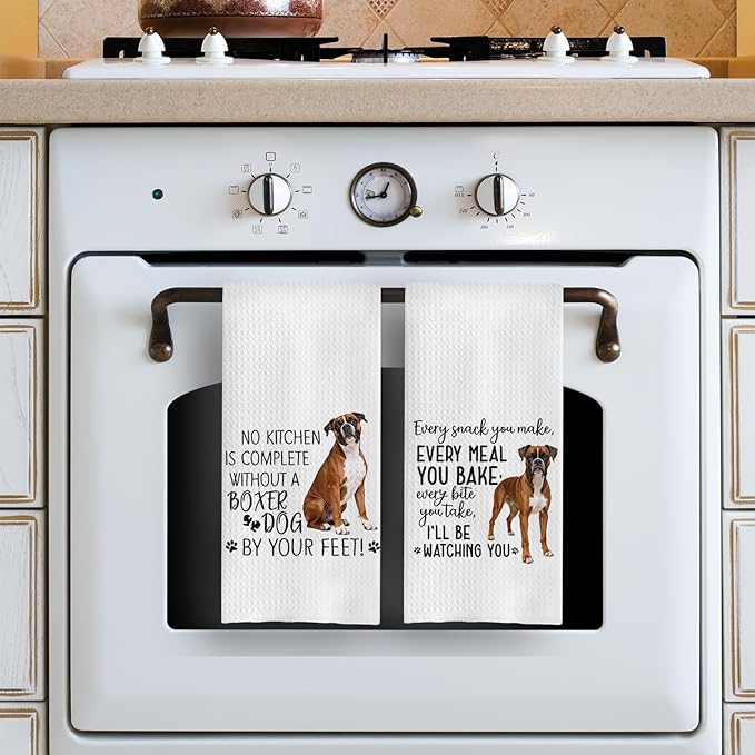 Boxer Dog Kitchen Towels Set - Boxer Gifts for Dog Lovers Women, Dogs Hand Towels Dish Towels Decor, 16x24 Inch,Set of 2