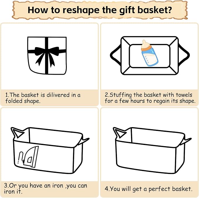 OIAHOMY 7L Woven Basket, Gift Basket Empty with Gift Bags and Ribbons, Rope Baskets for Baby Showers, Storage Baskets with Handles for Nursery, Pet Toy Organizer - White