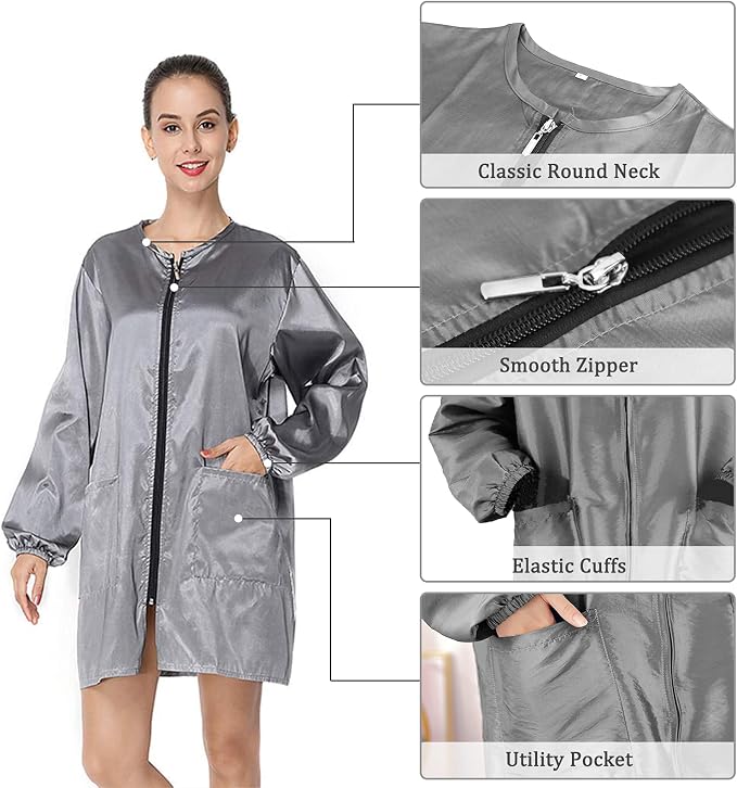 Polyester Professional Salon Smock Hair Stylist Jacket | Water-resistant Haircut Cape, Pet Grooming Workwear, Barber Apron