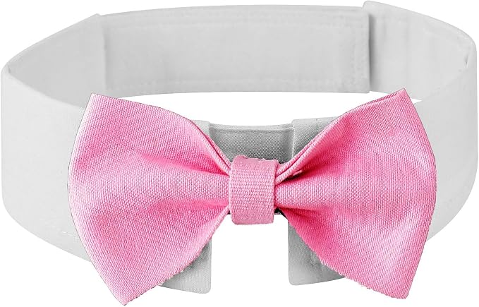 Elegant Dog Bow Tie - Cute Tuxedo Bowtie with Adjustable White Collar for Formal Pets - Perfect for Valentines, Weddings, and Birthdays