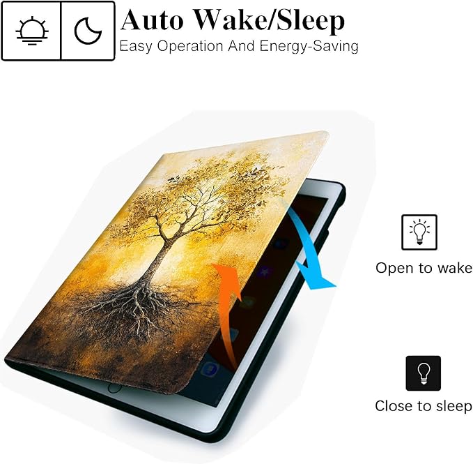 for Microsoft Surface Pro 7 Plus,Surface Pro 7/6/5/4 12.3" Tablet Case,Auto Wake/Sleep,Adjustable Stand Protective Cover - Golden Life Tree