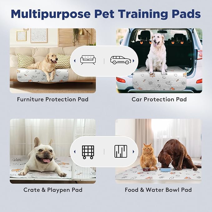 FURTIME Washable Pee Pads for Dogs, Super Absorbent, 2 Pack 41"x41" Gray | Reusable Pads for Dog Training Pads, 100% Waterproof Non-Slip Pee Pads Whelping Pads Dog Playpen Pads Crate Mat