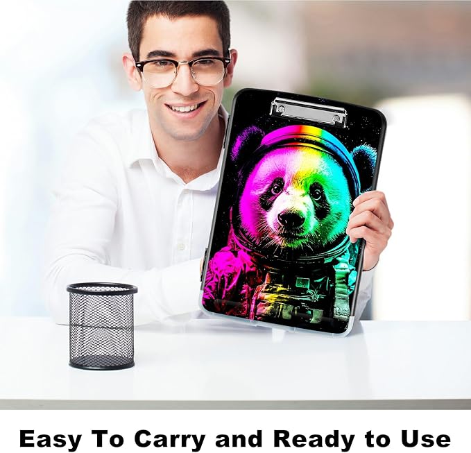 Planet Panda A4 Clipboard with Storage Pen Holder, Clipboards Organizer Nursing Clipboard Foldable File Folder Plastic Clipboard Folio Clip Board for Office Students Classroom Doctor