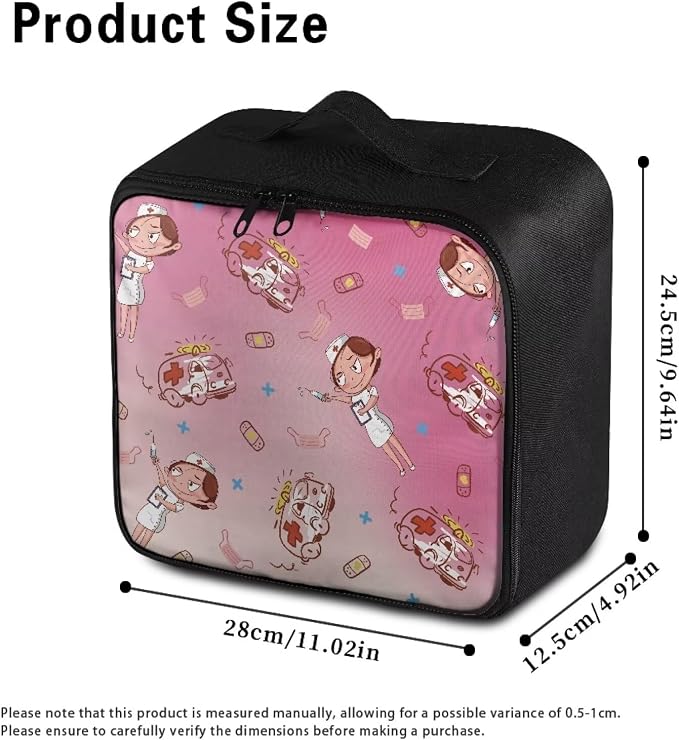 Cute Small First Aid Kit Travel Bag Empty Nurse Gril Medical Bag Empty Travel Medicine Kit Bag Pattern Medical Equipment Bag for Home Outdoor Travel Camping Hiking Pink