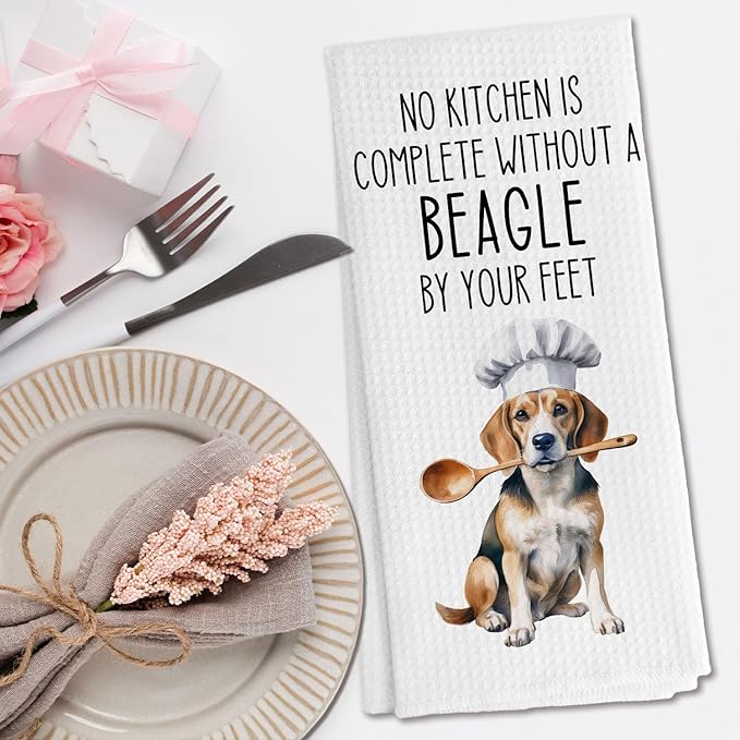 Funny Beagle Dog Kitchen Towels, Beagle Gifts for Women Men Dish Tea Towels for Kitchen Decor, Dog Lover Mom Gifts Decorative Hand Towels, 16x24 Inch