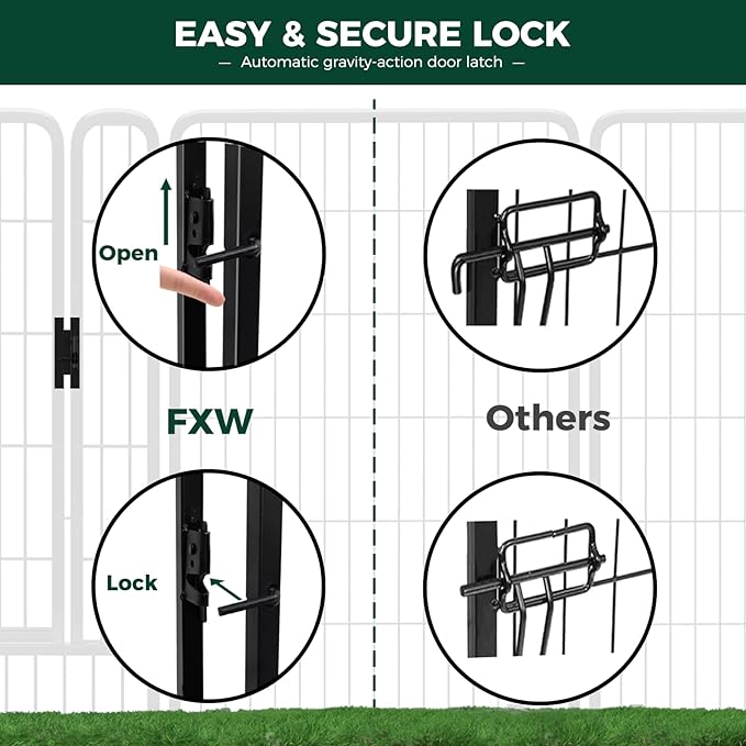 FXW Rollick Dog Playpen, Indoor, Yard & RV Camping, 50" H, 8 Panels | Easy setup, Heavy-duty, DIY layouts, for Ultra Large Dogs, Patented