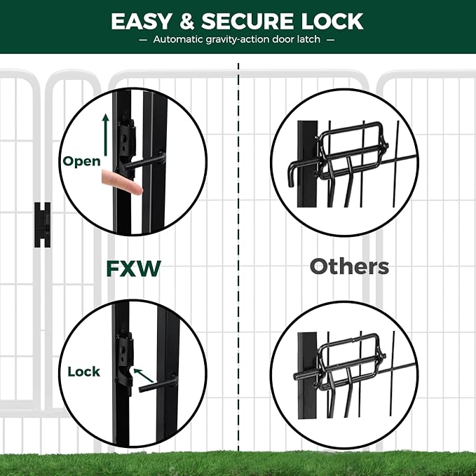 FXW Rollick Dog Playpen, Indoor, Yard & RV Camping, 40" H, 24 Panels | Easy setup, Heavy-duty, DIY layouts, for Medium & Large Dogs, Patented