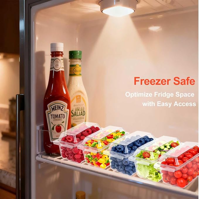 Large Ice Chilled Condiment Caddy，Chilled Condiment Containers Server with Lids for 5 Removable Compartments ，Serving Platters , Fruit & Garnish Tray for Party Supplies & Bar Accessories-Transparent