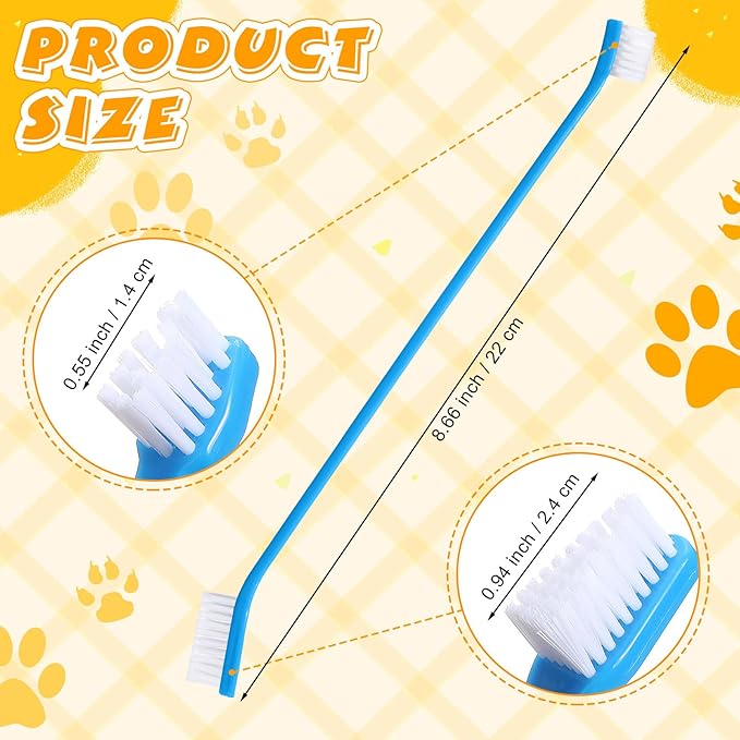 Nuenen 150 Pcs Dog Toothbrush Dual Headed Dental Brushes Puppy Tooth Brushing Kit Long Handle Toothbrush for Large and Small Dogs Cats Most Pets Teeth Cleaning Oral Care Supplies (Stylish Color)