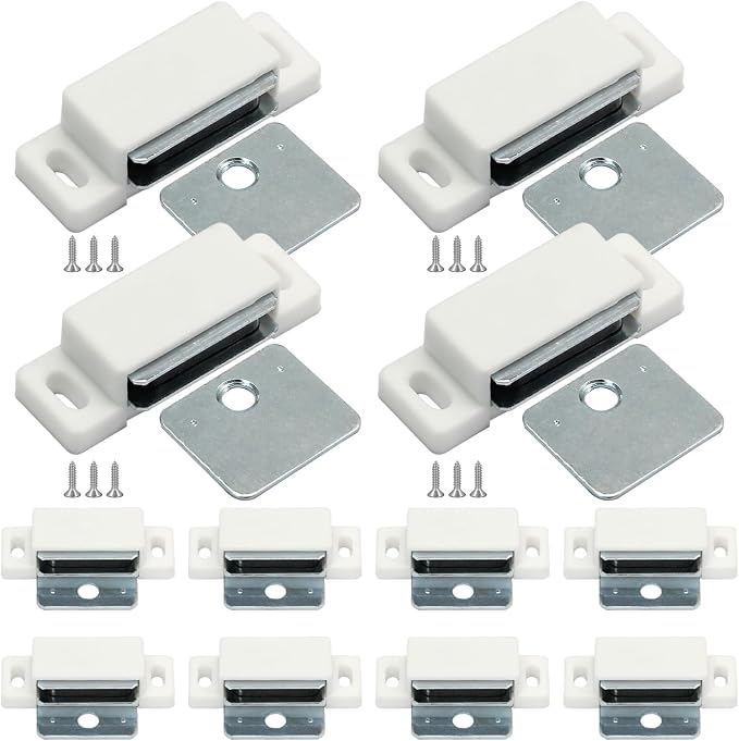 12Pcs Cabinet Door Magnets Catch, White | Magnetic Door Catch, Drawer Latch, For Closure Cupboard Closet Bathroom