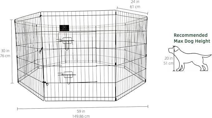 PJYuCien Puppy Playpen with Bottom Pad and Door, 8 Panels 30" H, Gray | 24"W, Dual-function Pad, For Small Pets, Foldable Octagonal Pen, Versatile, Indoor & Outdoor, Backyard, Protects Floors