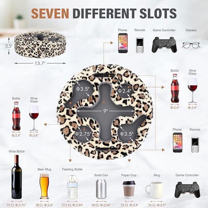 INNO STAGE Couch Cup Holder Pillow | Sofa Caddy Buddy Cupholder Organizer, for Bed Rv Tv Car Man Cave Boat Remote Snacks Drink, Gift for Couch Potato,