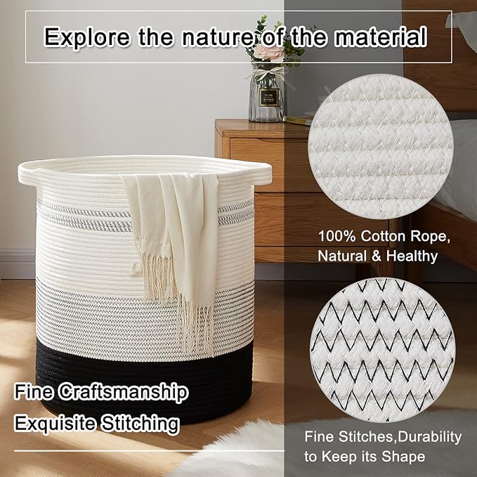 OIAHOMY 80L Laundry Basket Laundry Hamper Nursery Hamper Gradient Dark | Tall Dirty Clothes Hamper with Handle,Blanket Basket,Decorative Basket for Living Room,Storage Basket,Toy Storage