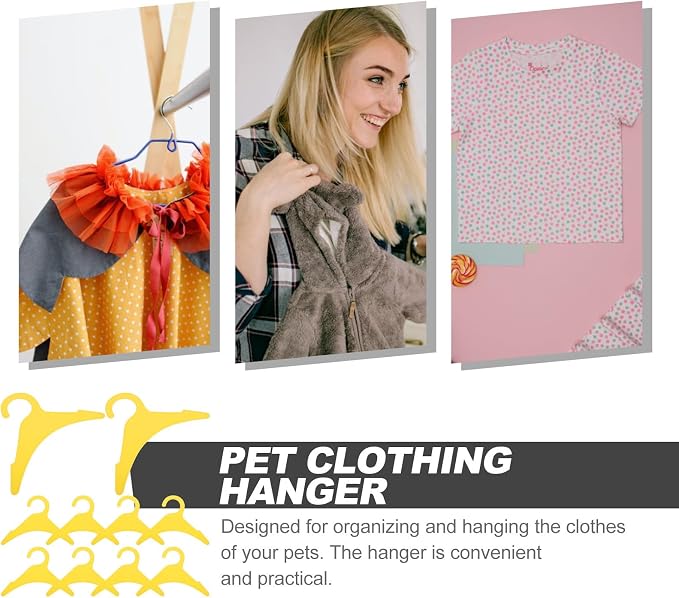 Alasum 10pcs Pet Clothing Hanger Plastic Yellow Large for Hanging Garments | Smooth Lightweight Build, Not Easy to Deform, Practical Organizer for Outdoor Use, Supports Pet Apparel Storage and Display