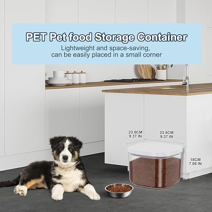 LEAWALK 5-8Lbs/5.28Qt/5L Airtight Dog Cat Food Storage Container and Pet Storage Bin BPA-Free. PET Clear Stackable Dog Treat Containers for Pet Food/Rice/Dry/Cereals/Flour/Sugar/Bread, etc (Medium