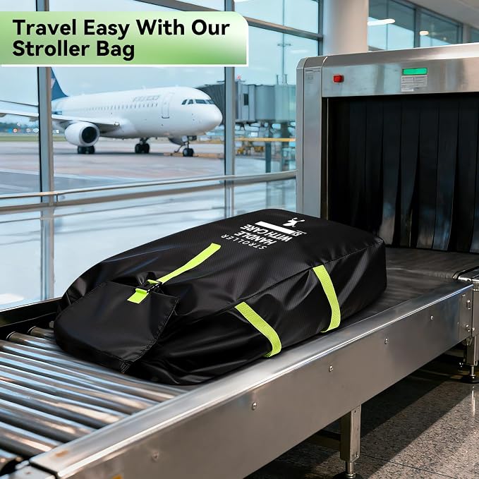 Large Stroller Bag for Airplane: 47"H x 24"W x 15"D Travel Stroller Cover | Stroller Travel Bag with Shoulder Handle, Baby Air Travel Essentials Fit Most Large Double Jogging Stroller Chicco Graco