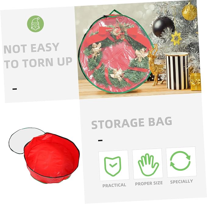 1pc Wreath Storage Bag with Clear Window Holiday Wreath Container Packing Bag for Christmas Decorations for Storing