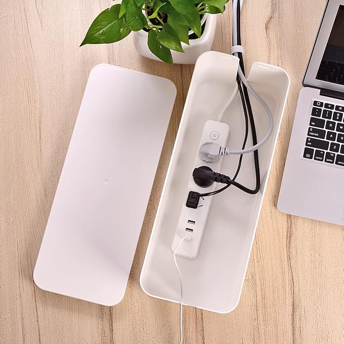 Cable Management Box, Large Cord Organizer Box to Hide Power Strip | Under Desk Cable Organizer, TV Computer Wires Cord Organizer, Cable Management Set, for Home/Office
