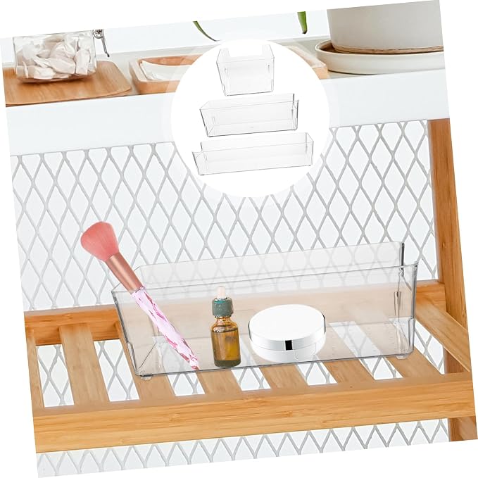 3pcs Pet Plastic Drawer Dividers Bathroom Drawer Organizers for Cosmetics Stackable Storage Bins