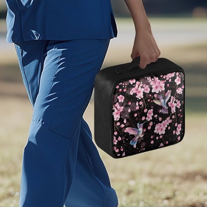 Empty First Aid Bag Hummingbird Floral Medical Bag Empty Large Capacity for Home Office and Travel Use Lightweight Washable Soft Fabric