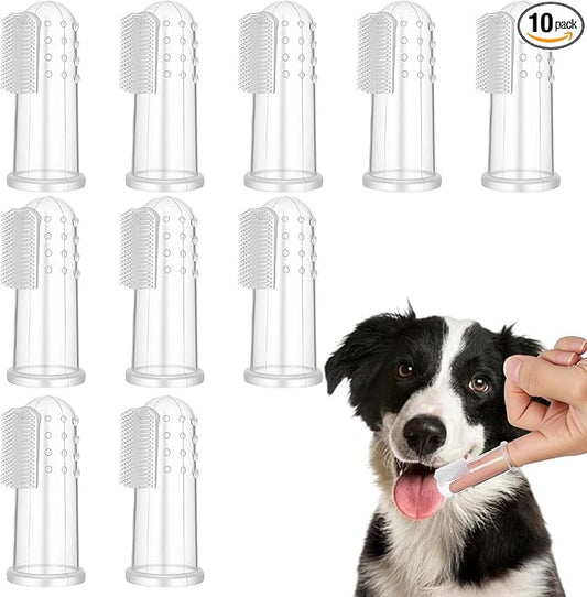 10 Pieces Dog Finger Tooth Brushing Kit, Finger Toothbrush for Cat Dogs Puppy Kitten Fingers Toothbrushs with Silicone Bristles Cat Teeth Cleaning Brush Pet Dental Care & Teeth Cleaning for All Pets