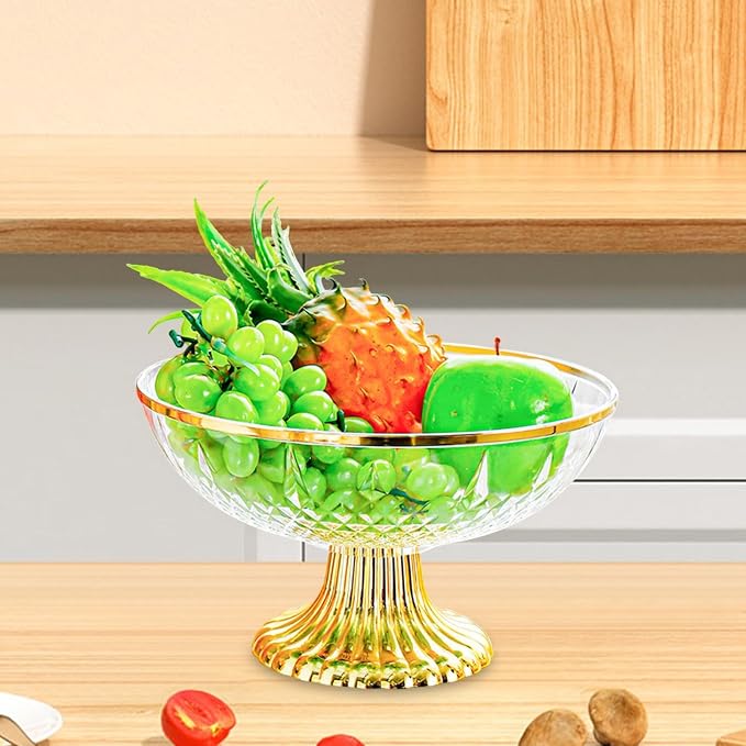 Decorative Pedestal Bowl Dessert Display Snack Tray Footed Fruit Bowl for Dining Table Kitchen Counter Home, B Clear
