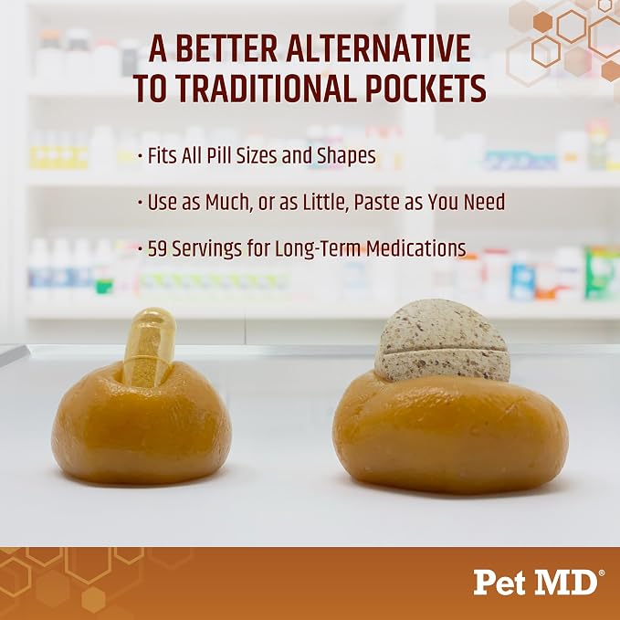 Pet MD Wrap A Pill Peanut Butter Flavored Pill Paste for Dogs - Make a Pocket to Hide Pills and Medication for Pets - 59 Servings (Pack of 2)
