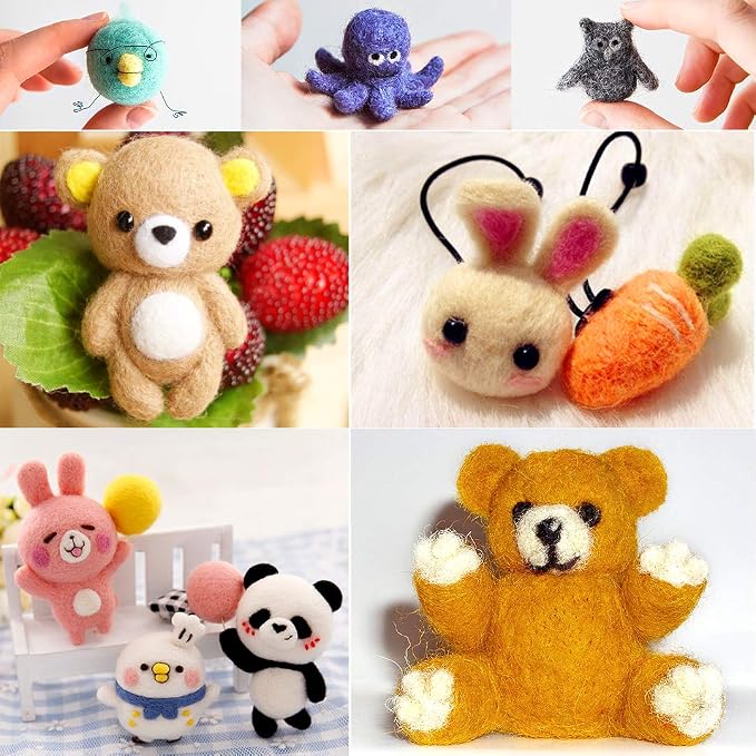 West Bay Needle Felting Kit 109 Pieces Set, Wool Roving 36 Colors with Complete Felt Tools and Storage Box Needle Felting Starter Kit for DIY Craft Animal Home Decoration Birthday Gift