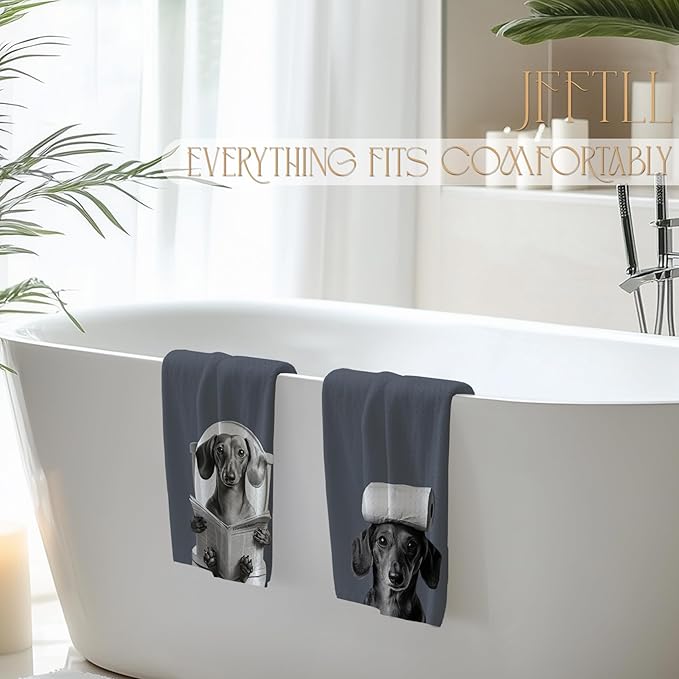 Dachshund Gifts Bathroom Hand Towels, Weiner Dog Gifts for Women Hand Towels for Bathroom, Gifts for Dachshund Lovers, Weiner Dog Decor, 16x24 Inch Set of 2（Blue）