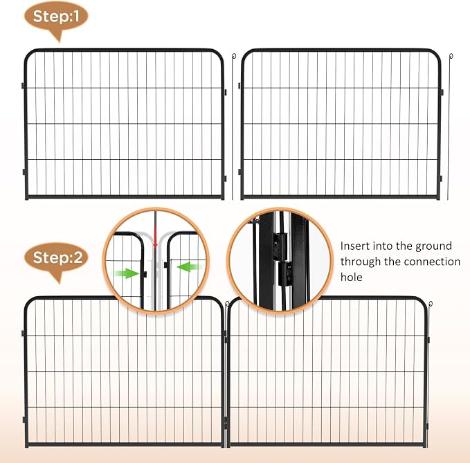 BestPet | Dog Playpen | 40", 6 Panels | Heavy Duty Metal Pet Exercise Pen | Indoor/Outdoor Fence Panels | Rust-Resistant, Removable, Tool-Free Setup | Anti-Skid, Expandable Design