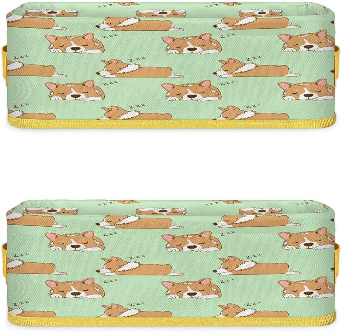 Puppy Sleeping Cute Bathroom Storage Basket, Foldable with Handle Open Countertop Paper Towel Decorative Box, Toilet Tank Top Shelf Baskets for Home Closet Bedroom Living Room Office