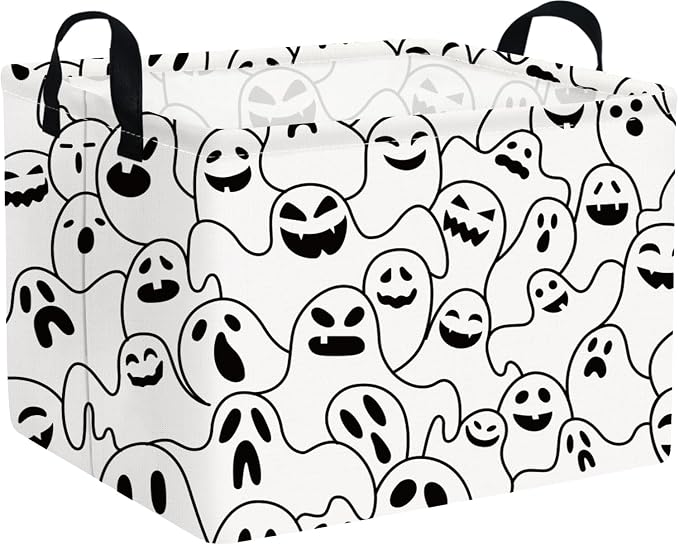 Halloween Ghost thriller basket,Empty Halloween basket,Horror and thriller decor,Trick or Treat Box for Boys and Girls,Horror decor(Ghost)