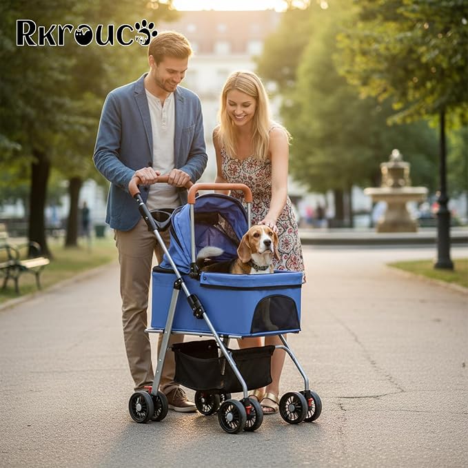 3 in 1 Pet Stroller for Dogs Cats Foldable Jogger with Detachable Carrier