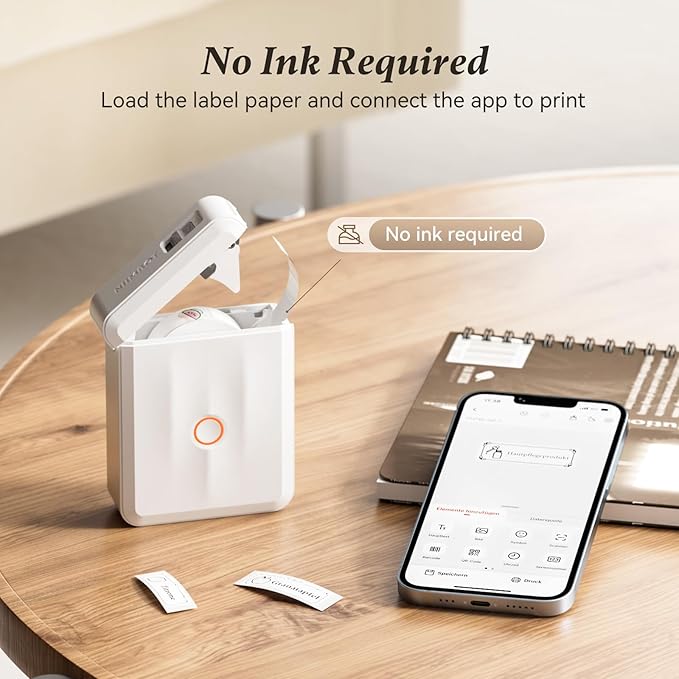 NIIMBOT D110 Label Maker Machine, Bluetooth Thermal Label Printer | for School Home Office Organization, Mini Thermal Printer , Label Maker with 3 Label Tapes, White