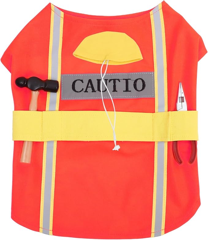 Dog Reflective Vest Construction Worker Pet Costume Christmas Outfits High Visibility Dogs Clothes for Large Medium Small Cats Costumes L