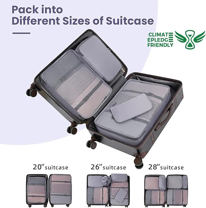 BAGAIL 6 Set/8 Set/10 Set Packing Cubes Various Sizes Packing Organizer for Travel Accessories Luggage Carry On Suitcase