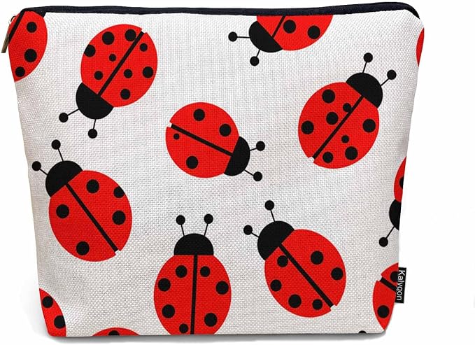 Ladybug Cosmetic Bags For Women, Nature Animal Ladybug Roomy Makeup Bag Toiletry Bag Accessories Organizer Storage Bags Makeup Pouch For Travel Business Gym Camping Bathroom Red